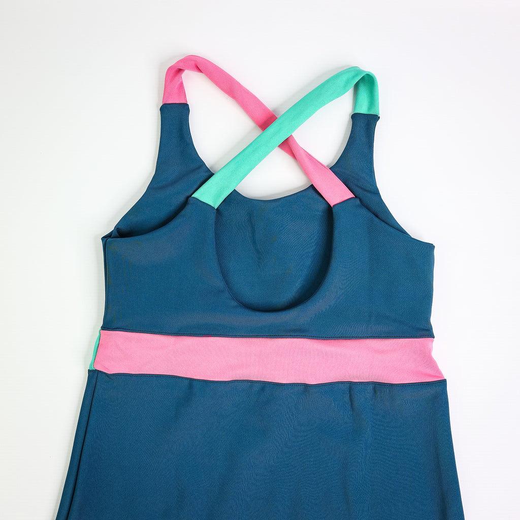 Barcelona Dress - Woman - Petroleum, Pink & Atlantic Green