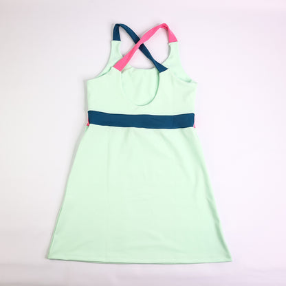 Barcelona Dress - Woman - Teal, Petroleum & Pink