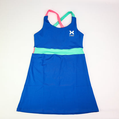Barcelona Dress - Woman - Blue, Atlantis Green & Pink
