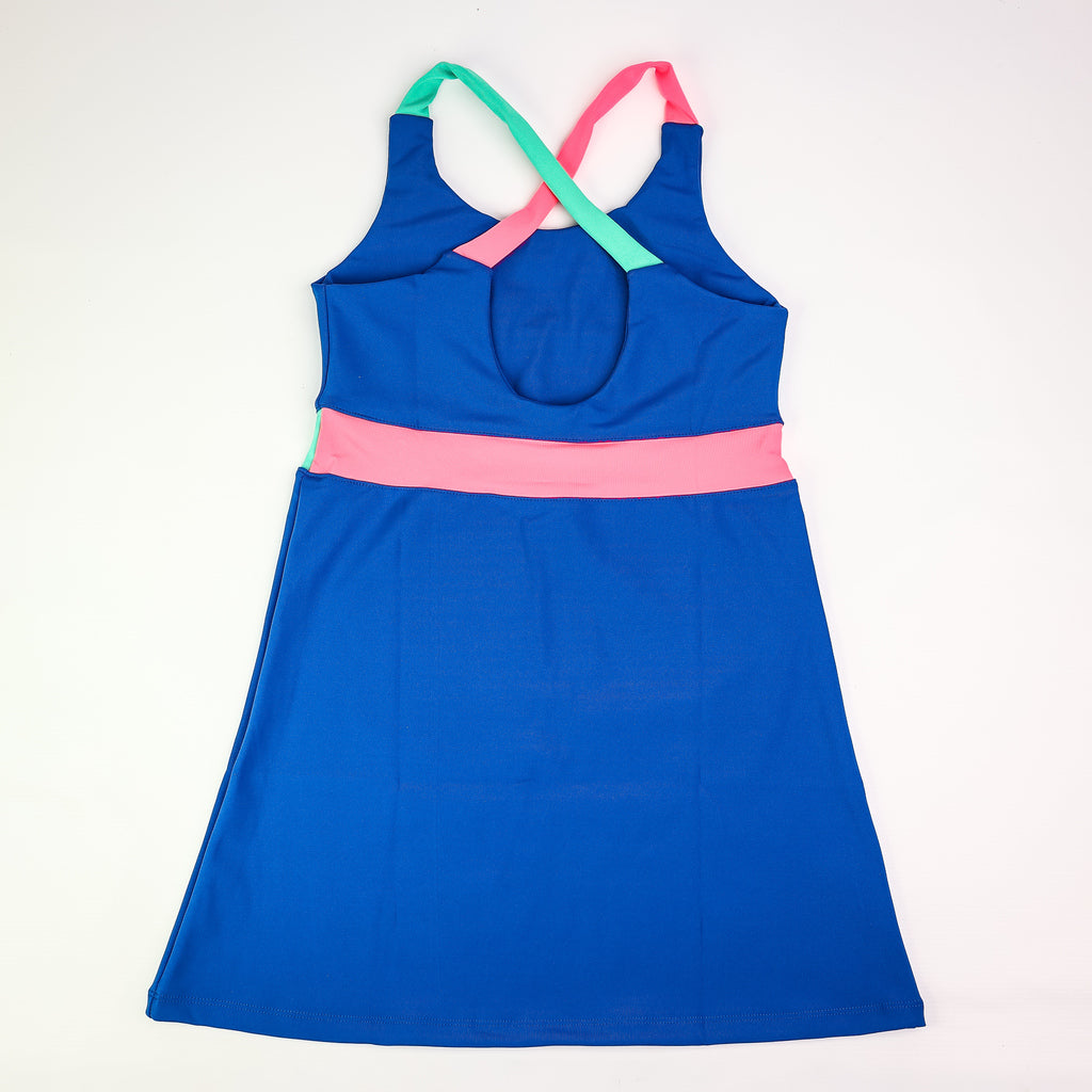 Barcelona Dress - Woman - Blue, Atlantis Green & Pink
